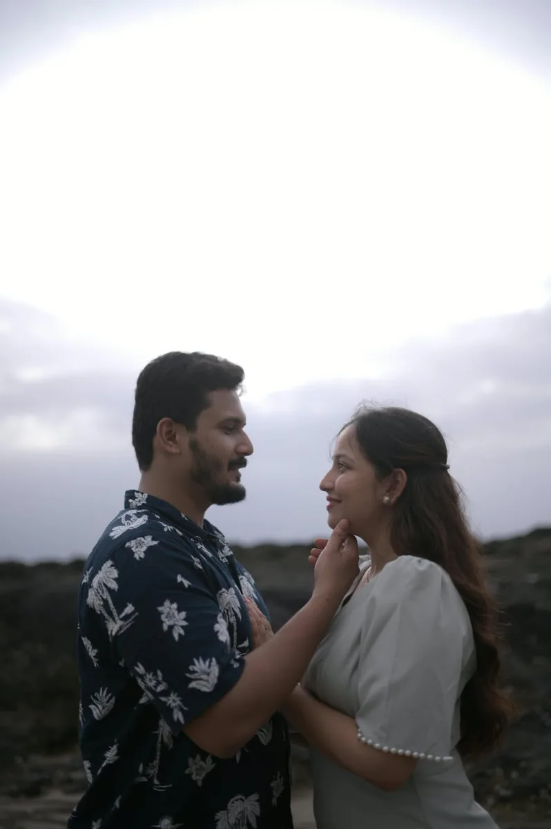 The couple together by the sea